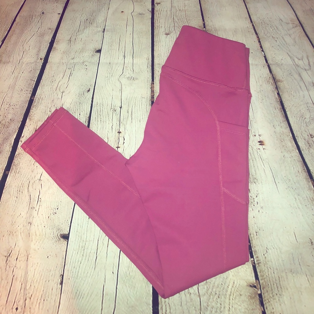 Pink Yoga Pants Leggings Phone Pocket High Waist